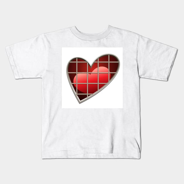 heart in jail drawn in cartoon style Kids T-Shirt by devaleta